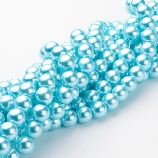 Voskované perly, azurová, 12 mm, 15 ks 
