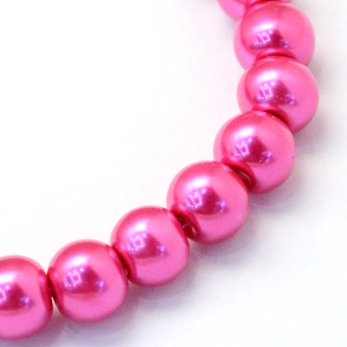 Voskované perly, tmavá růžová, 12 mm, 15 ks 