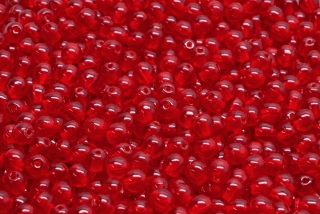 Mačkané kuličky, 4 mm, červená, průhledná, 70 ks