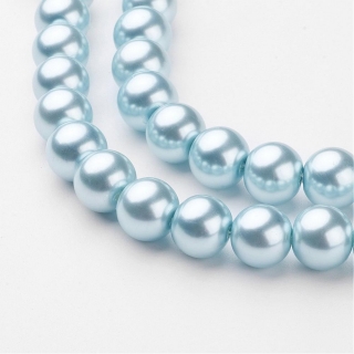 Voskované perly, světle modrá, 12 mm, 15 ks 