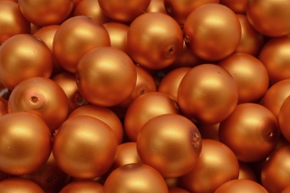 Voskované perly saténové, oranžová, 12 mm, 6 ks 