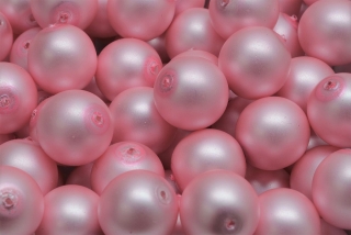 Voskované perly saténové, růžová, 10 mm, 10 ks 