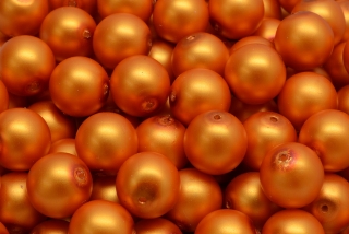Voskované perly saténové, oranžová, 6 mm, 20 ks 
