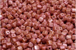 Cube beads, červený travertin, 4 x 4 mm, 40 ks
