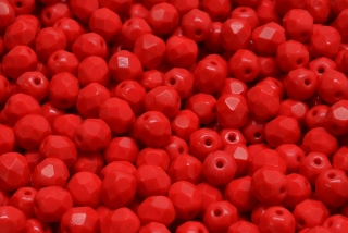 Broušené korálky, červené, 6 mm, 30 ks