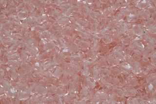 Broušené korálky, čiré, růžové, 4 mm, 30 ks