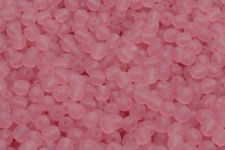 Broušené korálky, čiré, růžové, mat, 4 mm, 50 ks