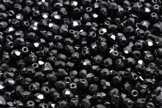 Broušené korálky, černé, 4 mm, 40 ks