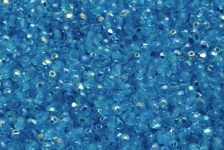 Broušené korálky, modré, AB, 3 mm, 60 ks