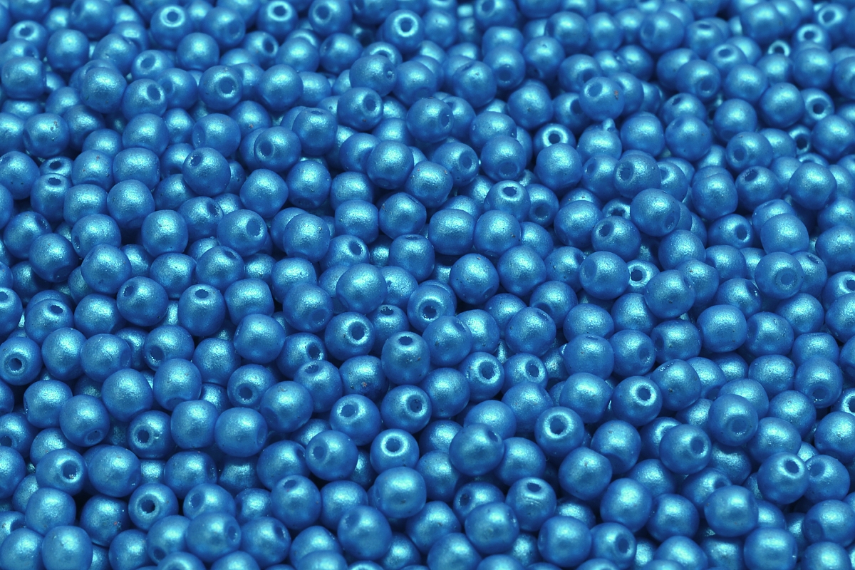 Mačkané kuličky, 3 mm, modrá, vosk, 100 ks