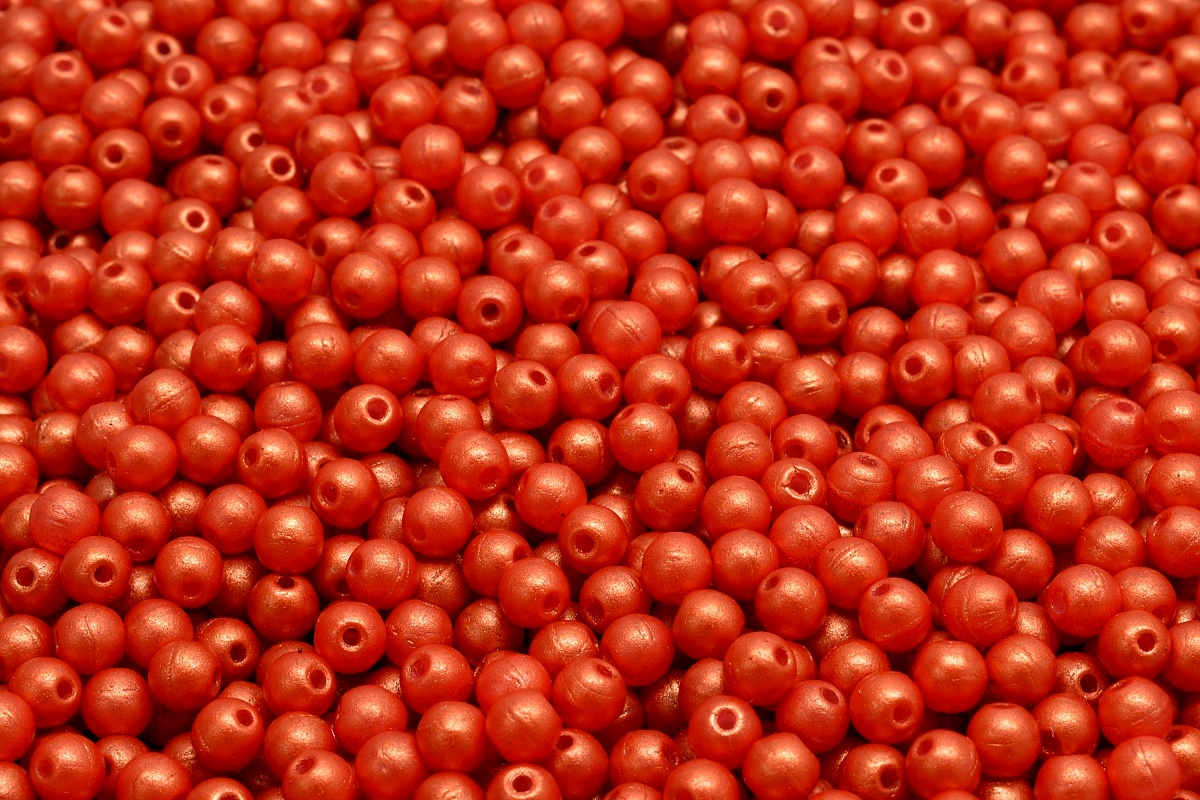 Mačkané kuličky, 3 mm, červená, vosk, 100 ks