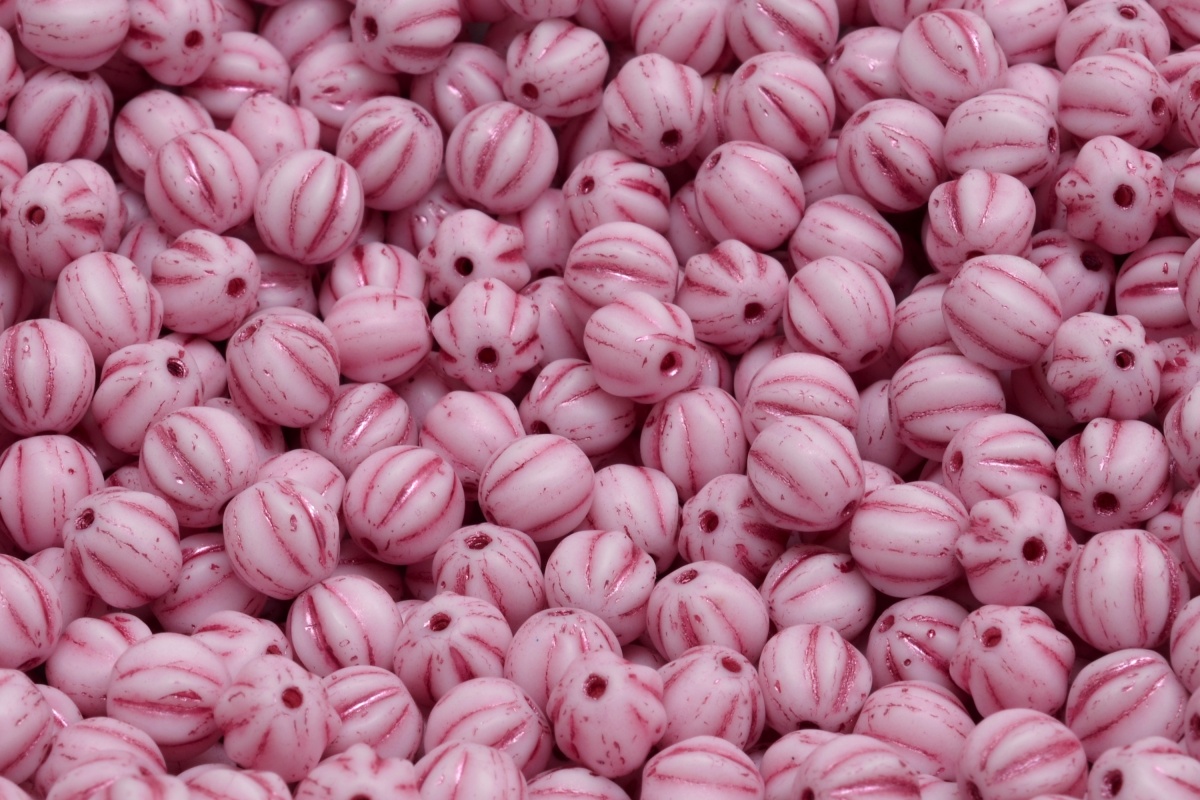 Melouny, 6 mm, bílá, růžový zátěr, 25 ks