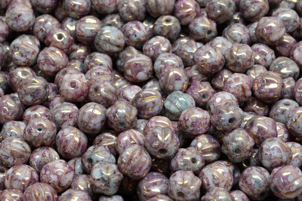 Melouny, 6 mm, šedá, fialový listr, 20 ks