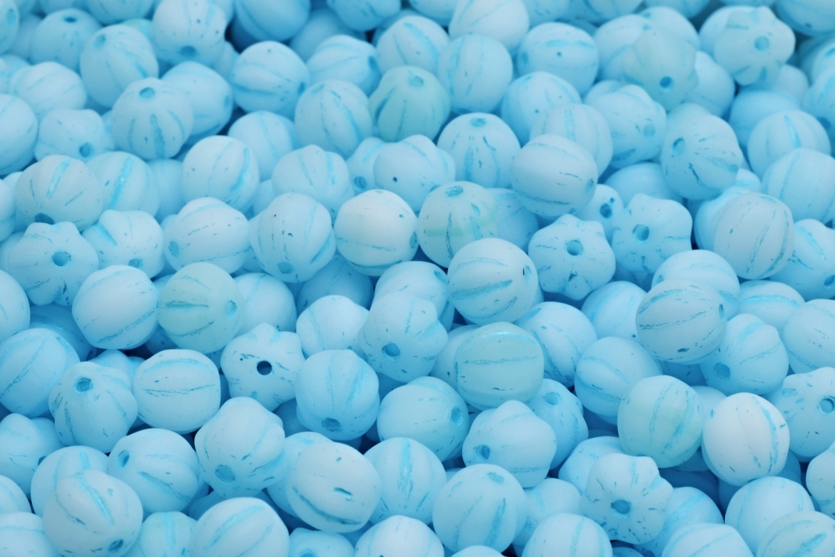 Melouny, 6 mm, modrobílá, mat, modrý zátěr, 20 ks