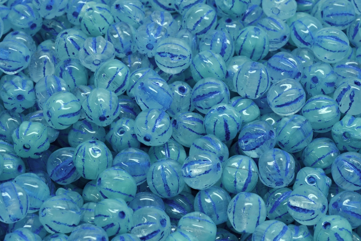 Melouny, 6 mm, modro-zelená, modrý zátěr 20 ks