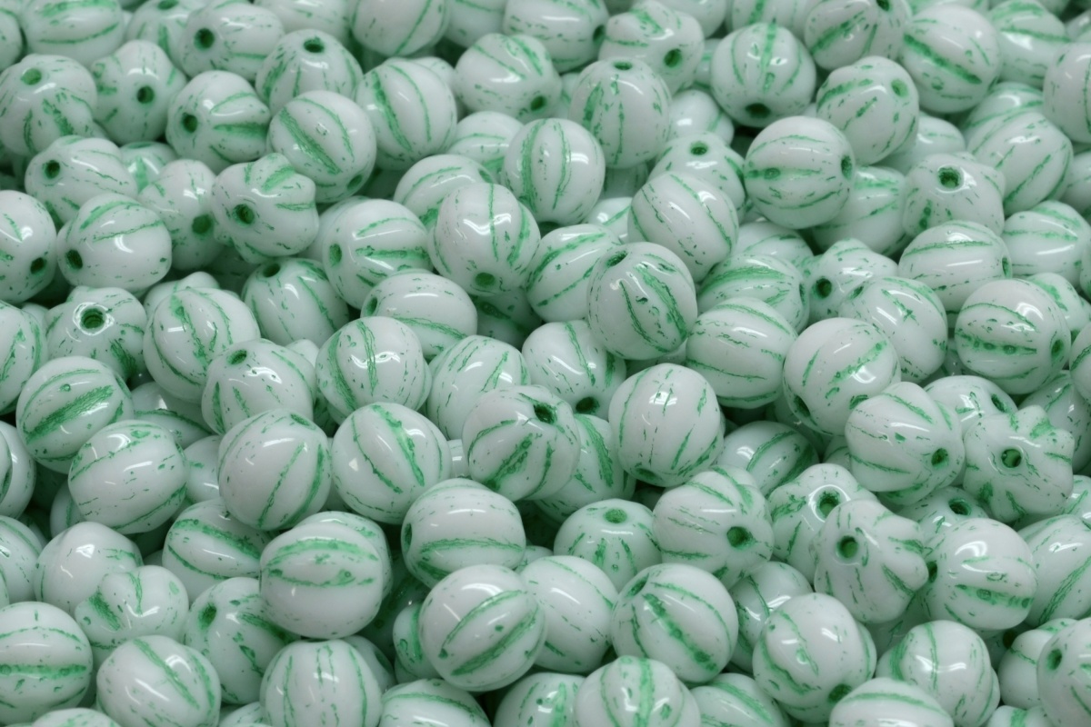 Melouny, 6 mm, bílá, zelený zátěr, 25 ks