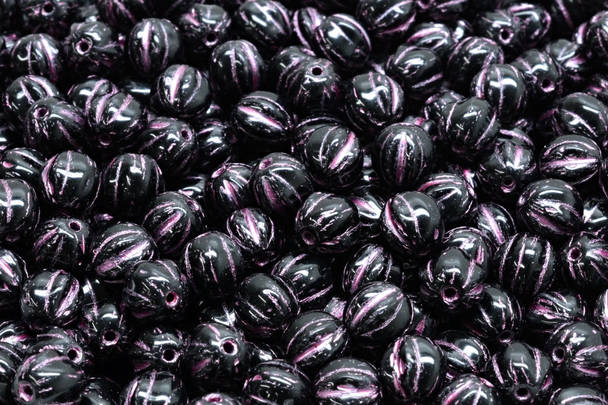 Melouny, 6 mm, černá, růžový zátěr, 25 ks