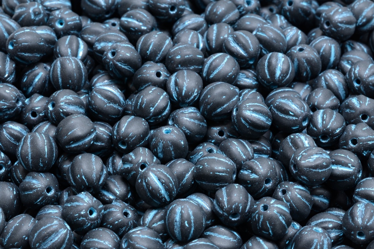 Melouny, 6 mm, černá, mat, modrý zátěr, 25 ks