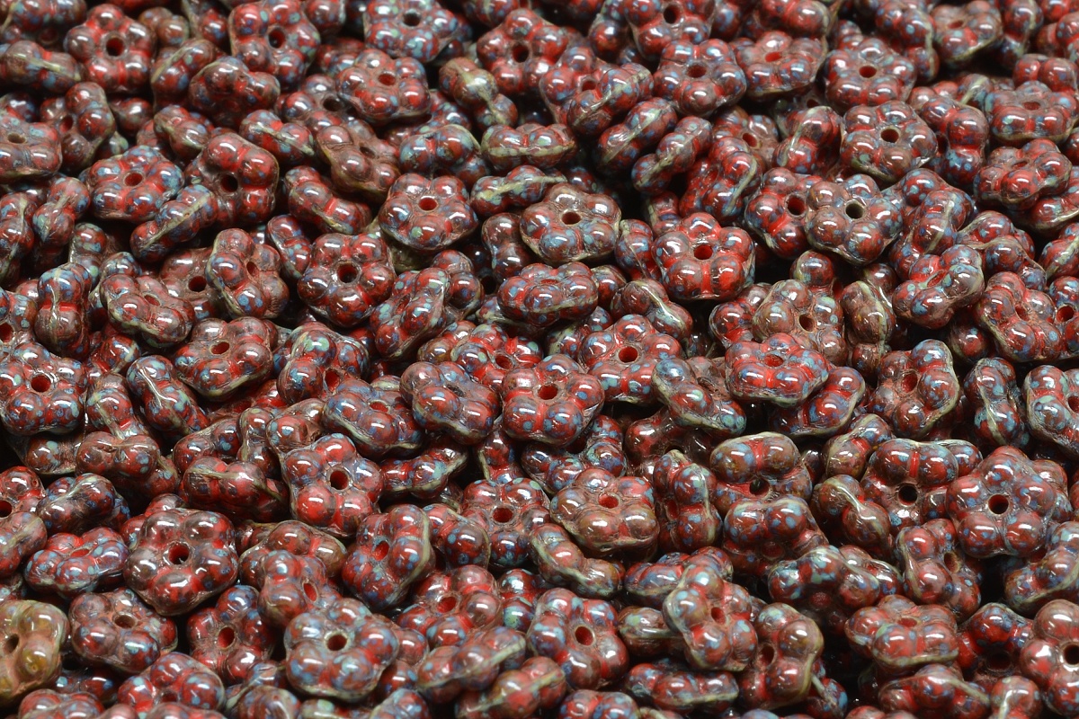 Kytičky pomněnky, 5 x 5 mm, tmavá červená, travertin, 5 gr