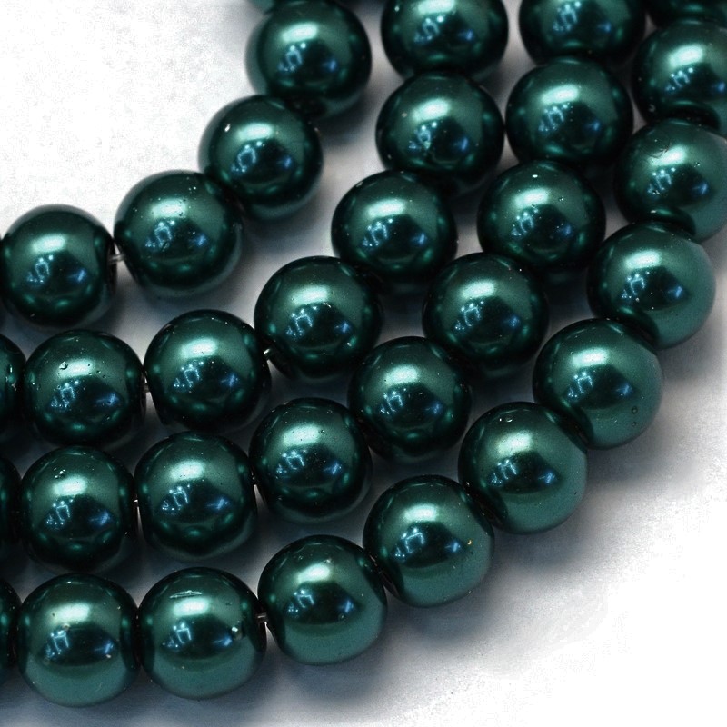Voskované perly, šedozelená, 4 mm, 40 ks 