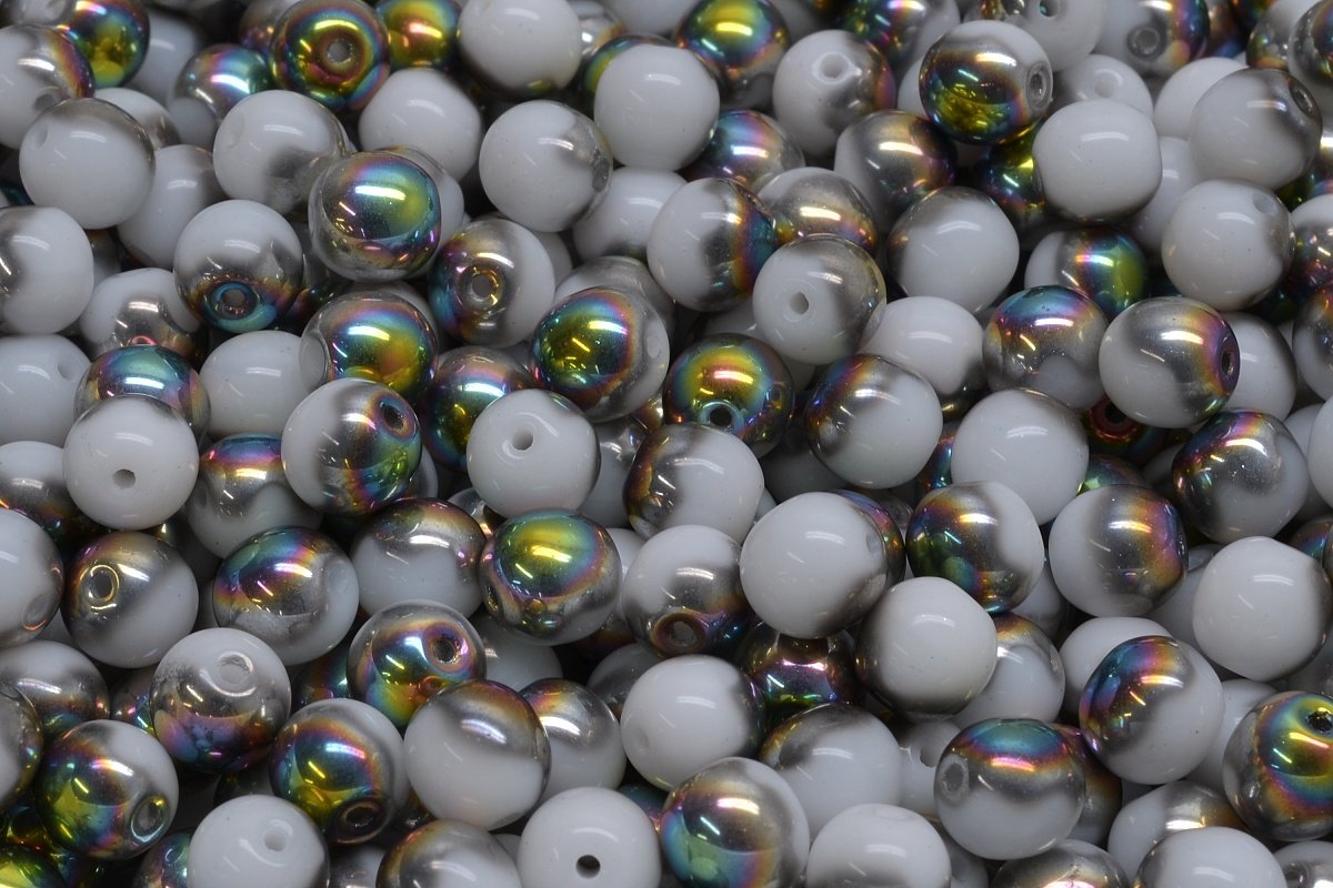 Mačkané kuličky, 6 mm, bílá půlpokov, 30 ks