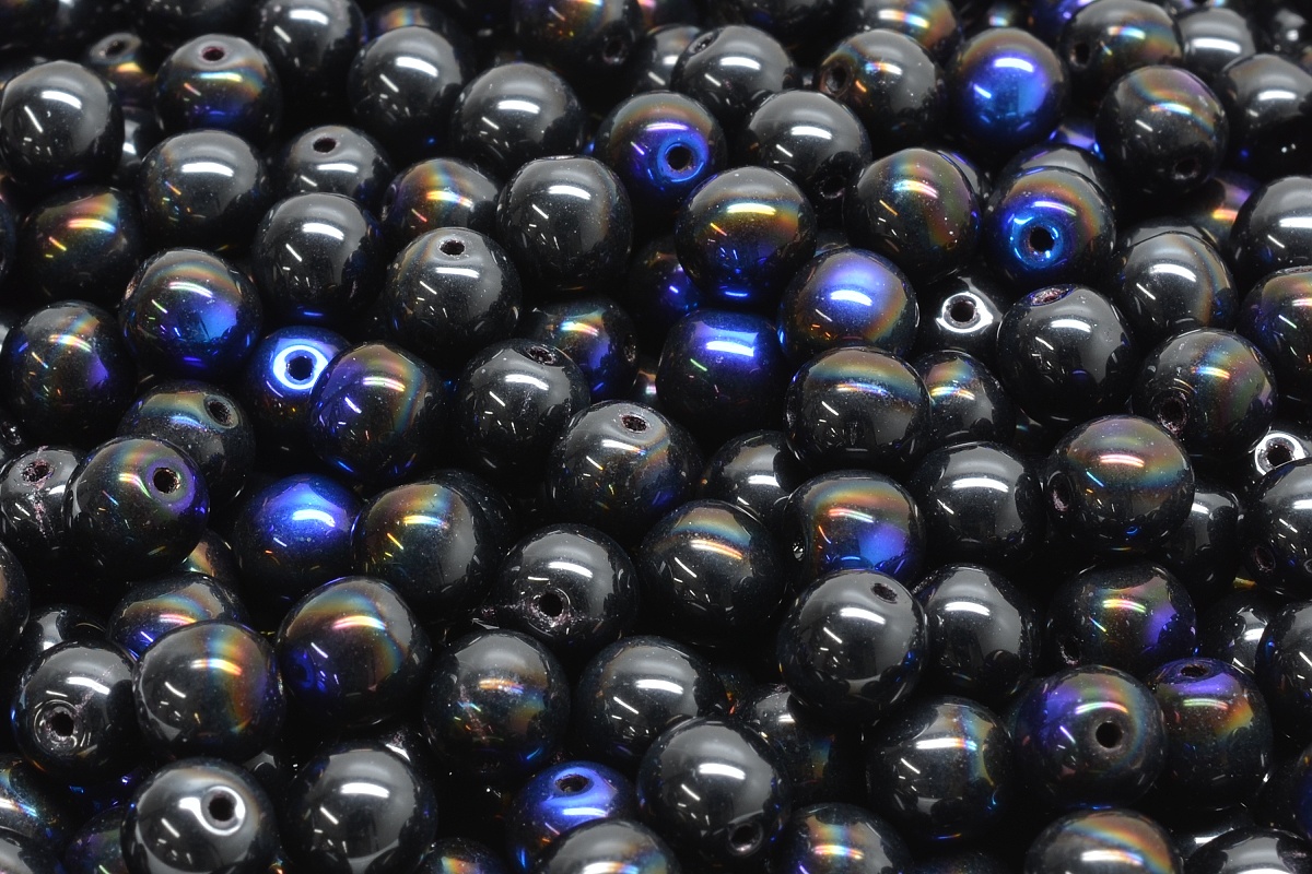 Mačkané kuličky, 6 mm, černá, pokov, 30 ks