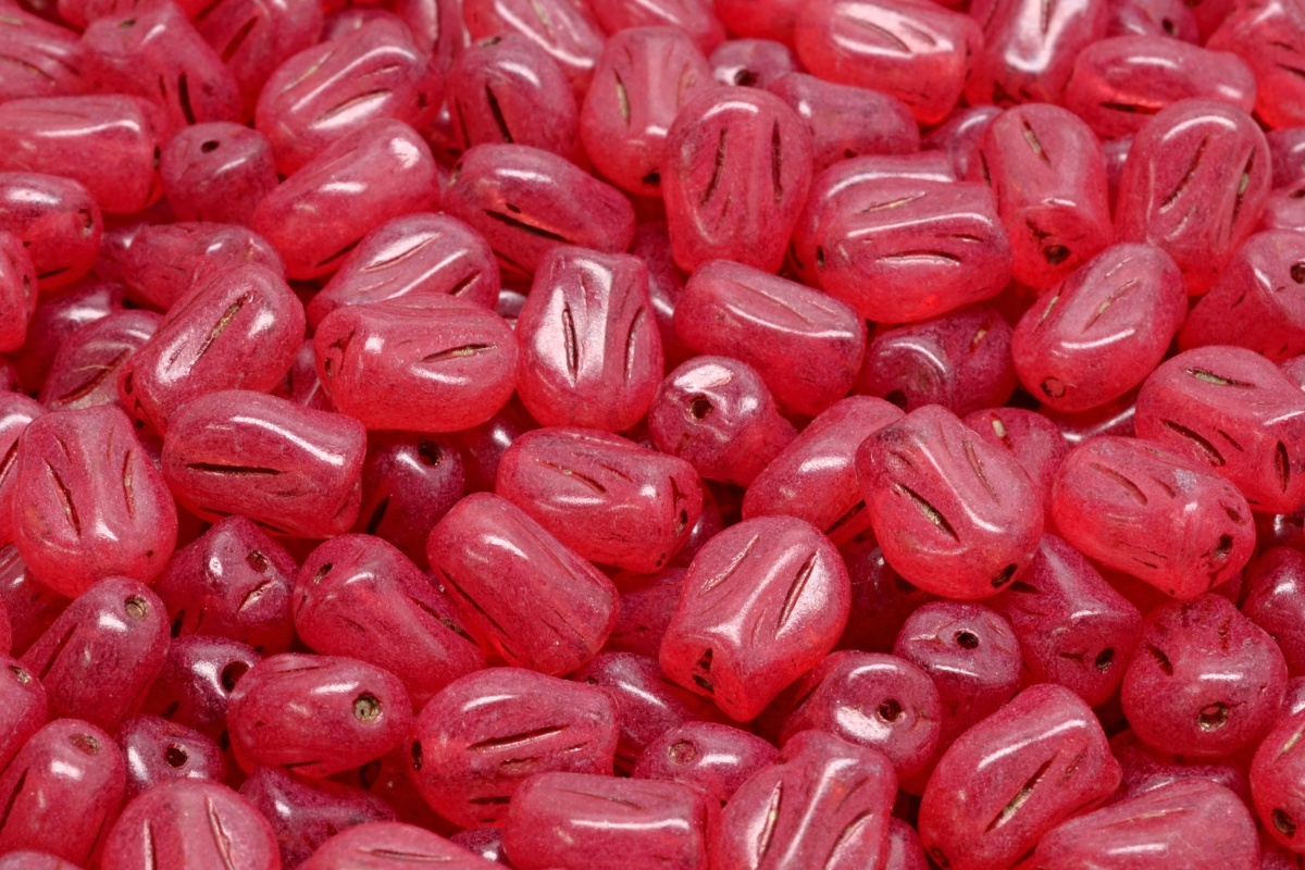 Tulipán, květ, čirý, vínový nástřik, 9 x 7 mm, 10 ks