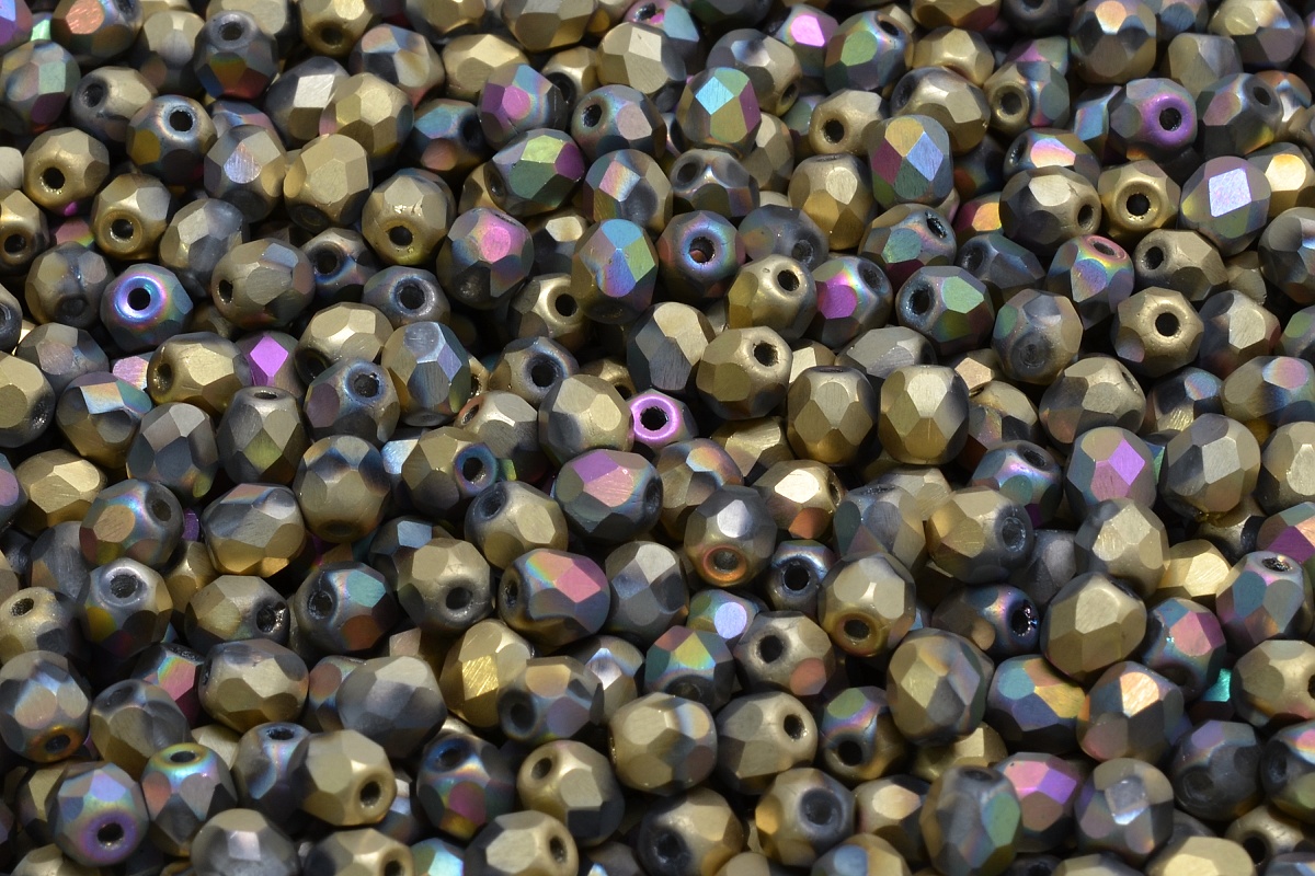 Broušené korálky, zlaté, půlpokov, mat, 4 mm, 40 ks