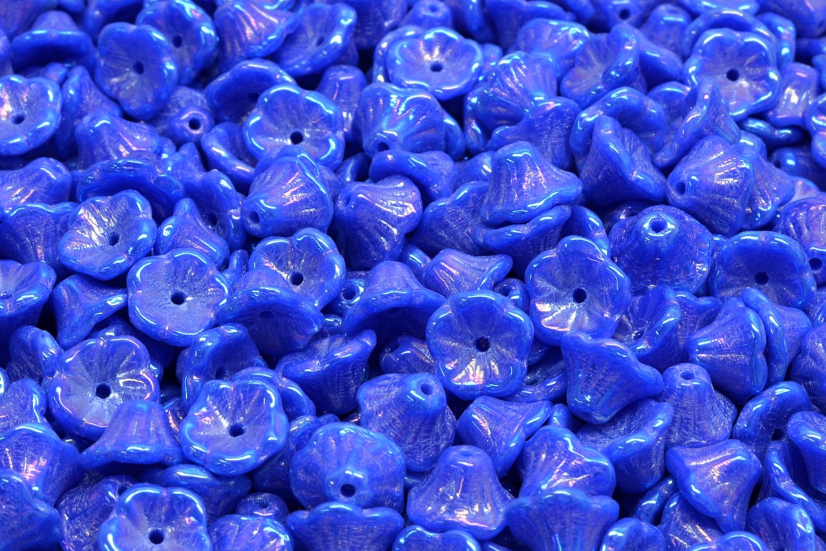 Zvonečky, 7 x 5 mm, tmavě modré, AB, 20 ks