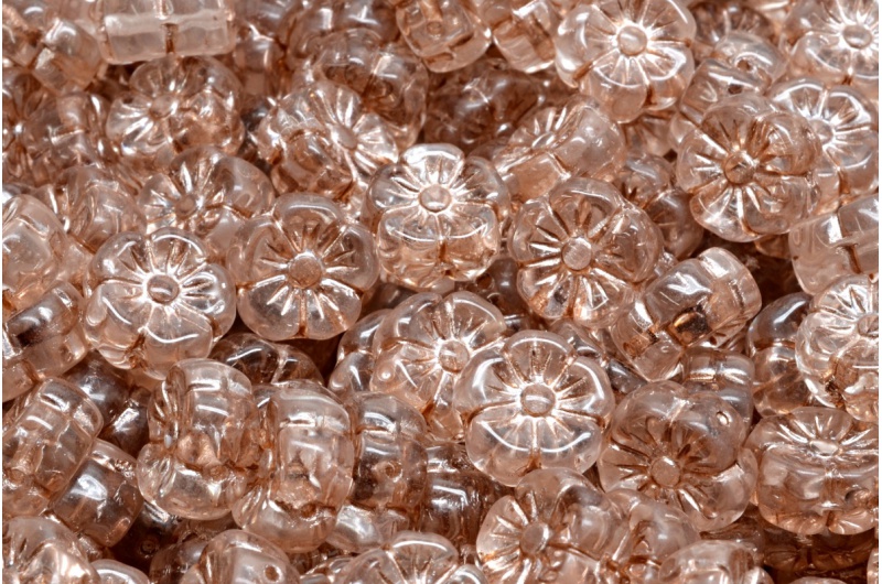 Květ mačkaný, 10 x 10 mm, čirý, hnědý zátěr, 6 ks
