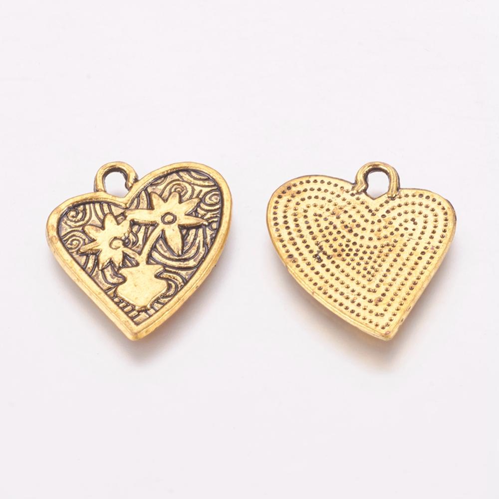 Přívěsek kovový srdce - zlaté, 2 ks