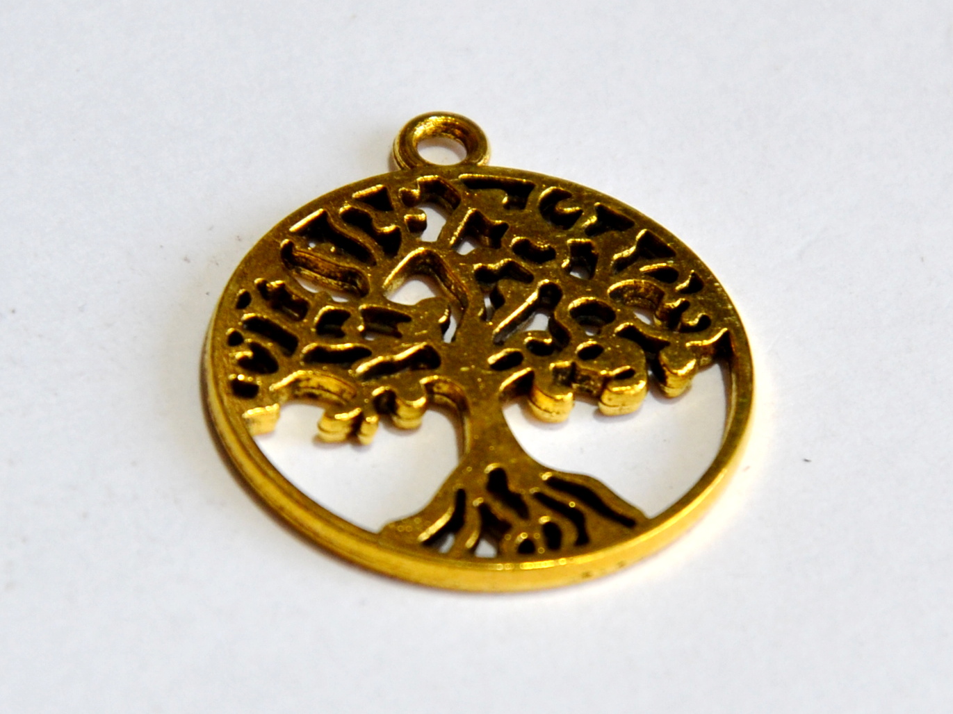 Přívěsek kovový strom života - zlatý, 2 ks