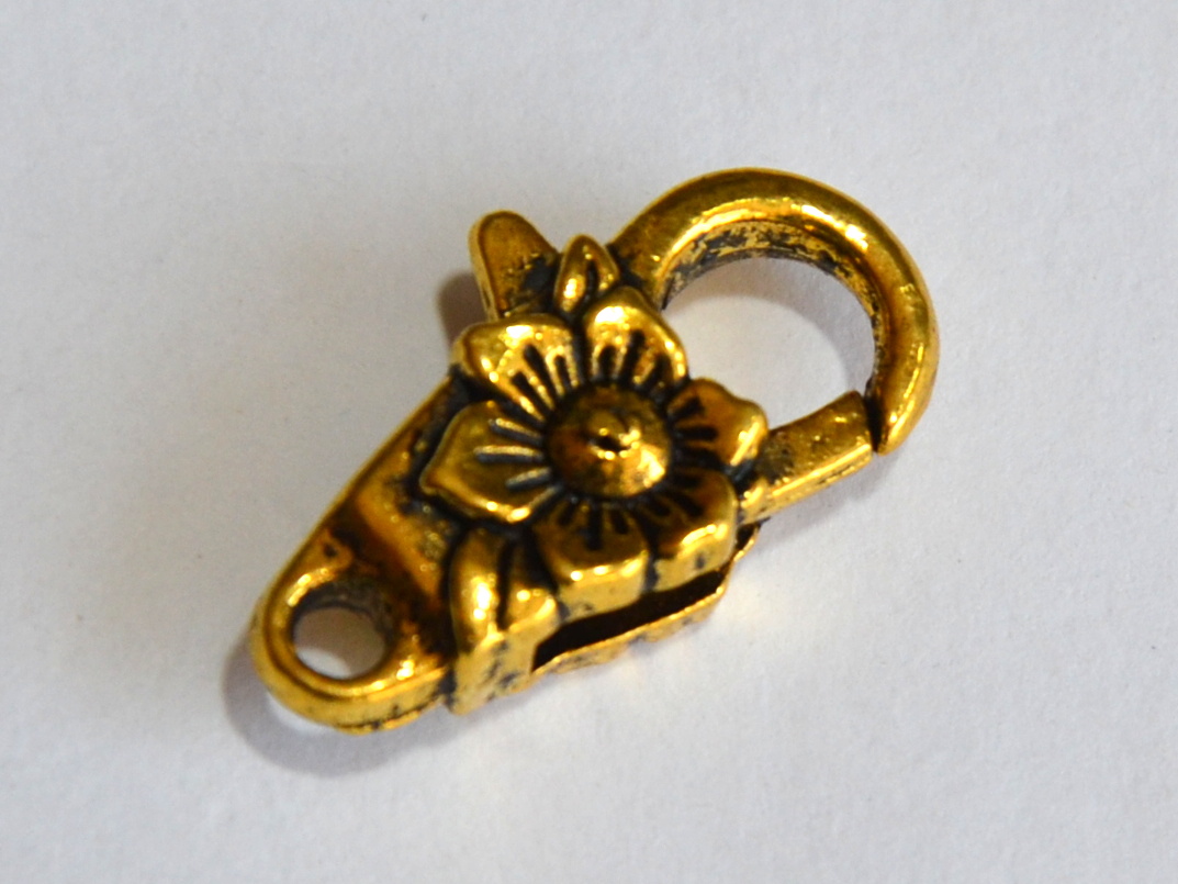 Karabinka ozdobná, zlatá, 25 mm, 1 ks