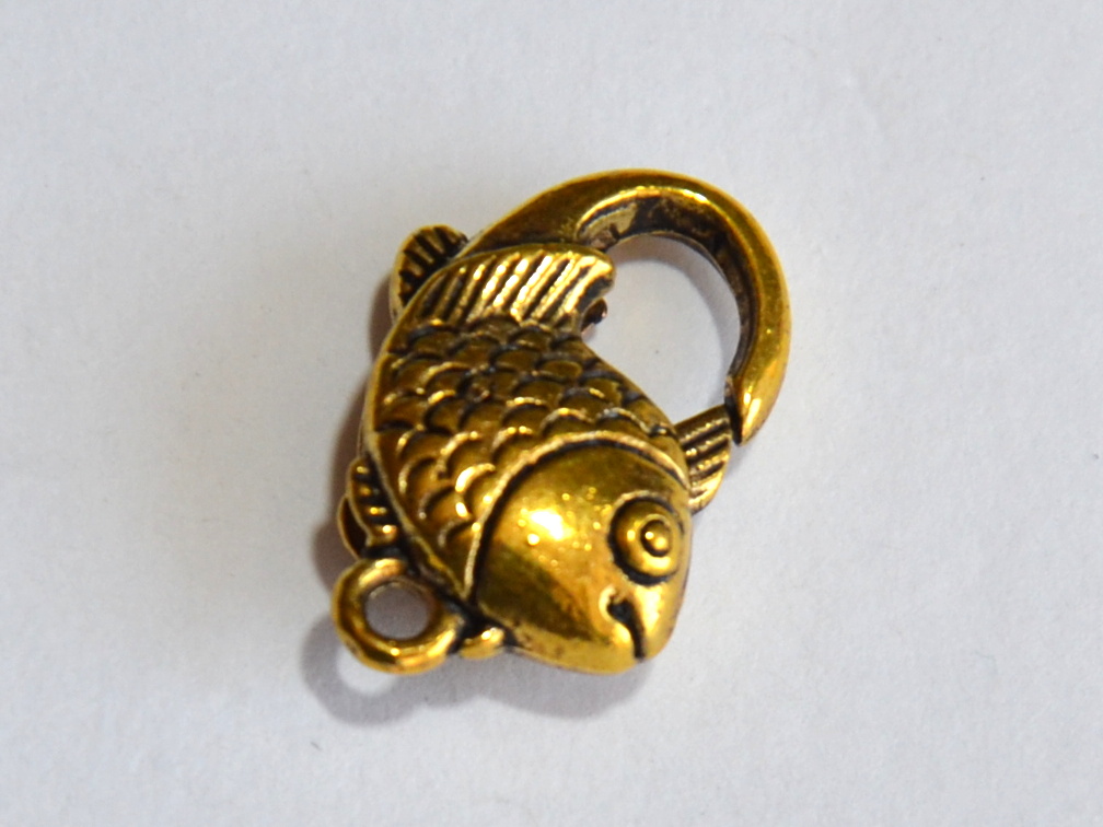Karabinka ozdobná rybka, zlatá, 20 mm, 1 ks