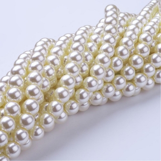 Voskované perly, slonovinová, 8 mm, 20 ks 