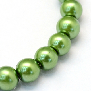 Voskované perly, zelená, 8 mm, 20 ks 