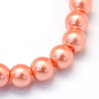 Voskované perly, korálová, 6 mm, 30 ks 