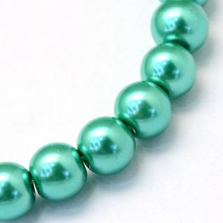 Voskované perly, světle mořská zelená, 6 mm, 30 ks 