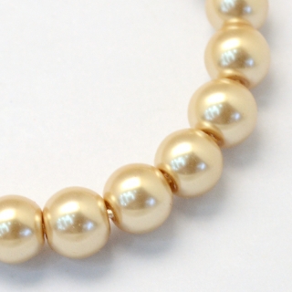 Voskované perly, světle hnědá, 6 mm, 30 ks 