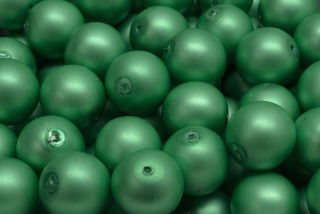 Voskované perly saténové, zelená, 8 mm, 14 ks 