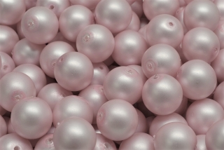 Voskované perly saténové, světle růžová, 8 mm, 14 ks 