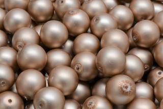 Voskované perly saténové, světle hnědá, 6 mm, 20 ks 