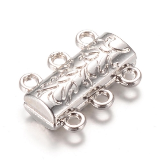 Zapínání, 3 očka, magnetické, platina, 20 x 6 mm, 1 ks