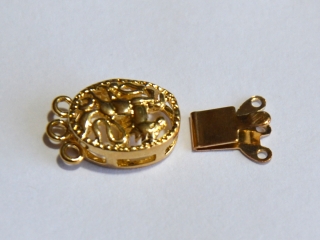 Zapínání zasouvací, 3 očka, zlaté, 16 x 10 x 5 mm, 1 ks 