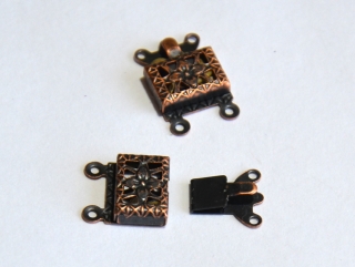 Zapínání zasouvací, 2 očka, měděné, 15 x 10 x 3 mm, 2 ks 