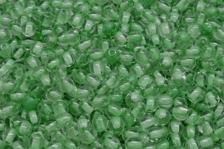 Mačkané kuličky, 4 mm, čirá, zelený průvlek, 50 ks