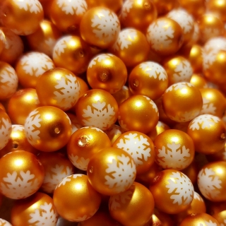 Voskované perly - vločka, sv. oranžová, 10 mm, 4 ks 