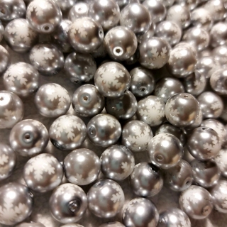 Voskované perly - vločka, šedá, 10 mm, 4 ks 
