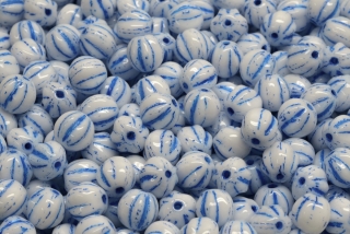 Melouny, 6 mm, bílá, modrý zátěr 25 ks