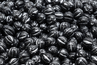 Melouny, 6 mm, černá, modrý zátěr, 25 ks
